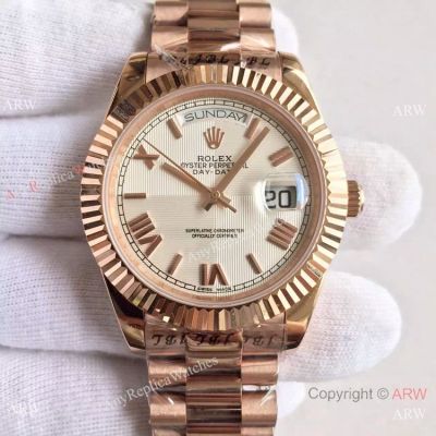 High Quality Copy Rolex Day-Date 40MM Watch MingZhu Movement Rose Gold Roman Replica Men Size